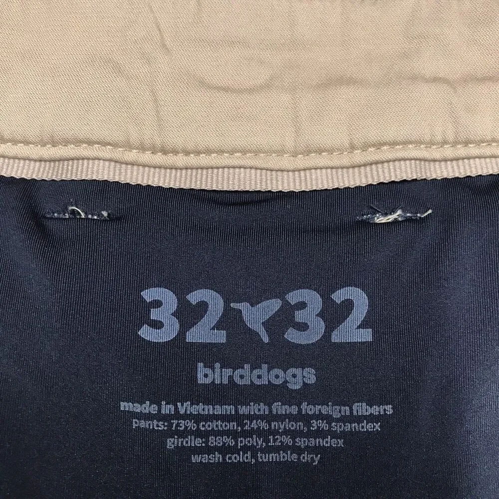 BIRDDOGS Pants Men 32x32 Stretch Tan Performance Golf Stretch Lined Chino